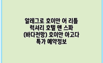 알레그로 호이안 어 리틀 럭셔리 호텔 앤 스파 (바다전망) 호이안 아고다 특가 예약정보