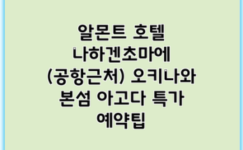 알몬트 호텔 나하겐초마에 (공항근처) 오키나와 본섬 아고다 특가 예약팁