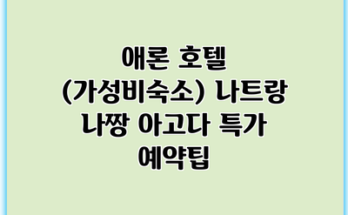 애론 호텔 (가성비숙소) 나트랑 나짱 아고다 특가 예약팁