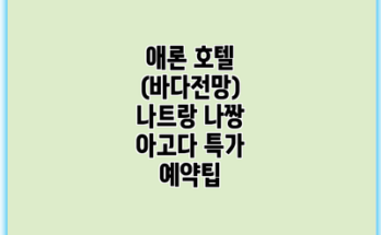 애론 호텔 (바다전망) 나트랑 나짱 아고다 특가 예약팁