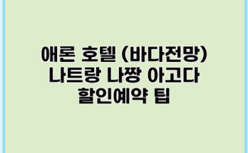 애론 호텔 (바다전망) 나트랑 나짱 아고다 할인예약 팁