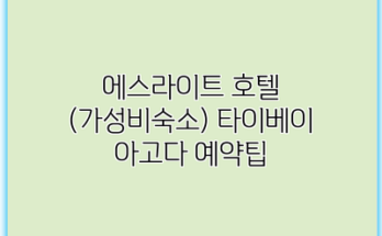 에스라이트 호텔 (가성비숙소) 타이베이 아고다 예약팁