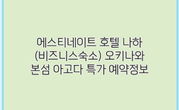 에스티네이트 호텔 나하 (비즈니스숙소) 오키나와 본섬 아고다 특가 예약정보