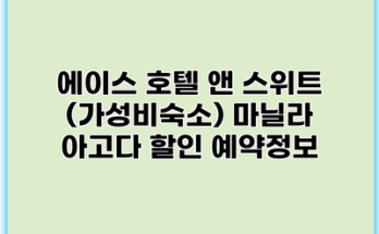 에이스 호텔 앤 스위트 (가성비숙소) 마닐라 아고다 할인 예약정보