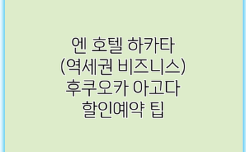 엔 호텔 하카타 (역세권 비즈니스) 후쿠오카 아고다 할인예약 팁