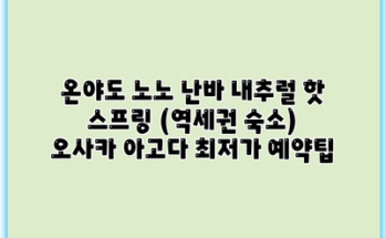 온야도 노노 난바 내추럴 핫 스프링 (역세권 숙소) 오사카 아고다 최저가 예약팁