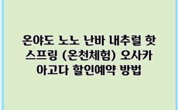 온야도 노노 난바 내추럴 핫 스프링 (온천체험) 오사카 아고다 할인예약 방법