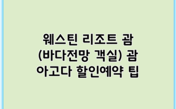 웨스틴 리조트 괌 (바다전망 객실) 괌 아고다 할인예약 팁