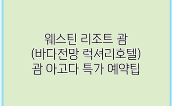 웨스틴 리조트 괌 (바다전망 럭셔리호텔) 괌 아고다 특가 예약팁