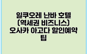 일쿠오레 난바 호텔 (역세권 비즈니스) 오사카 아고다 할인예약 팁