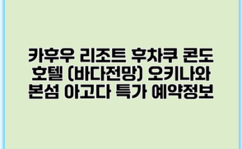 카후우 리조트 후차쿠 콘도 호텔 (바다전망) 오키나와 본섬 아고다 특가 예약정보