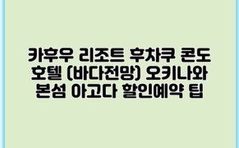 카후우 리조트 후차쿠 콘도 호텔 (바다전망) 오키나와 본섬 아고다 할인예약 팁