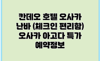 칸데오 호텔 오사카 난바 (체크인 편리함) 오사카 아고다 특가 예약정보