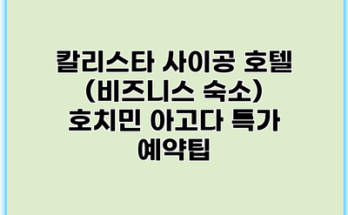 칼리스타 사이공 호텔 (비즈니스 숙소) 호치민 아고다 특가 예약팁