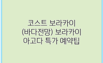 코스트 보라카이 (바다전망) 보라카이 아고다 특가 예약팁