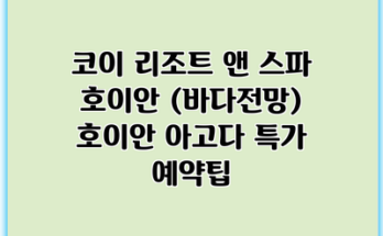 코이 리조트 앤 스파 호이안 (바다전망) 호이안 아고다 특가 예약팁