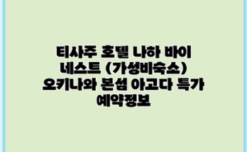 티사주 호텔 나하 바이 네스트 (가성비숙소) 오키나와 본섬 아고다 특가 예약정보