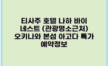 티사주 호텔 나하 바이 네스트 (관광명소근처) 오키나와 본섬 아고다 특가 예약정보