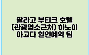 팔라고 부티크 호텔 (관광명소근처) 하노이 아고다 할인예약 팁