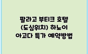 팔라고 부티크 호텔 (도심위치) 하노이 아고다 특가 예약방법