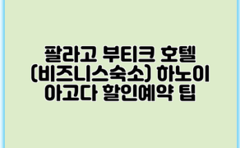 팔라고 부티크 호텔 (비즈니스숙소) 하노이 아고다 할인예약 팁