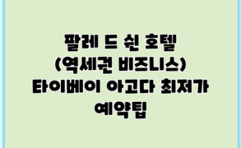 팔레 드 쉰 호텔 (역세권 비즈니스) 타이베이 아고다 최저가 예약팁