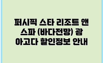 퍼시픽 스타 리조트 앤 스파 (바다전망) 괌 아고다 할인정보 안내