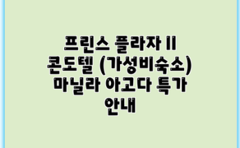 프린스 플라자 II 콘도텔 (가성비숙소) 마닐라 아고다 특가 안내