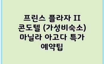 프린스 플라자 II 콘도텔 (가성비숙소) 마닐라 아고다 특가 예약팁