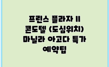 프린스 플라자 II 콘도텔 (도심위치) 마닐라 아고다 특가 예약팁