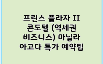 프린스 플라자 II 콘도텔 (역세권 비즈니스) 마닐라 아고다 특가 예약팁