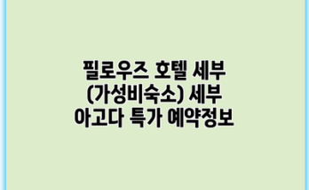 필로우즈 호텔 세부 (가성비숙소) 세부 아고다 특가 예약정보