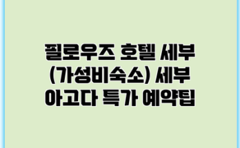 필로우즈 호텔 세부 (가성비숙소) 세부 아고다 특가 예약팁
