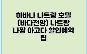 하바나 나트랑 호텔 (바다전망) 나트랑 나짱 아고다 할인예약 팁