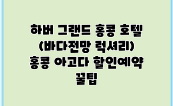 하버 그랜드 홍콩 호텔 (바다전망 럭셔리) 홍콩 아고다 할인예약 꿀팁