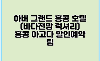 하버 그랜드 홍콩 호텔 (바다전망 럭셔리) 홍콩 아고다 할인예약 팁