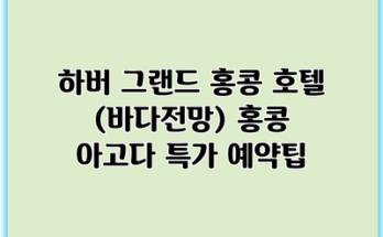 하버 그랜드 홍콩 호텔 (바다전망) 홍콩 아고다 특가 예약팁