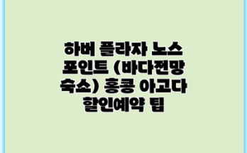 하버 플라자 노스 포인트 (바다전망 숙소) 홍콩 아고다 할인예약 팁