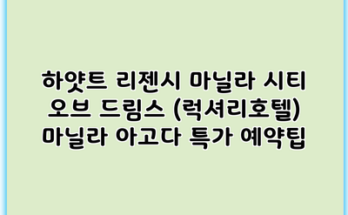 하얏트 리젠시 마닐라 시티 오브 드림스 (럭셔리호텔) 마닐라 아고다 특가 예약팁