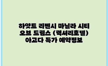 하얏트 리젠시 마닐라 시티 오브 드림스 (럭셔리호텔) 아고다 특가 예약정보