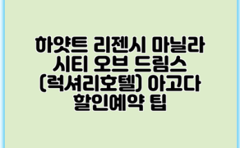하얏트 리젠시 마닐라 시티 오브 드림스 (럭셔리호텔) 아고다 할인예약 팁
