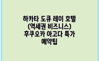 하카타 도큐 레이 호텔 (역세권 비즈니스) 후쿠오카 아고다 특가 예약팁