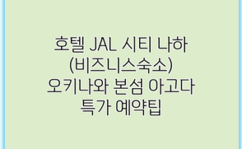 호텔 JAL 시티 나하 (비즈니스숙소) 오키나와 본섬 아고다 특가 예약팁