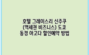 호텔 그레이스리 신주쿠 (역세권 비즈니스) 도쿄 동경 아고다 할인예약 방법