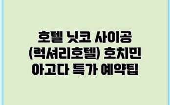 호텔 닛코 사이공 (럭셔리호텔) 호치민 아고다 특가 예약팁