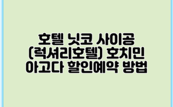 호텔 닛코 사이공 (럭셔리호텔) 호치민 아고다 할인예약 방법