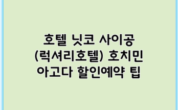 호텔 닛코 사이공 (럭셔리호텔) 호치민 아고다 할인예약 팁