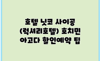 호텔 닛코 사이공 (럭셔리호텔) 호치민 아고다 할인예약 팁