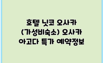 호텔 닛코 오사카 (가성비숙소) 오사카 아고다 특가 예약정보