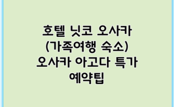 호텔 닛코 오사카 (가족여행 숙소) 오사카 아고다 특가 예약팁